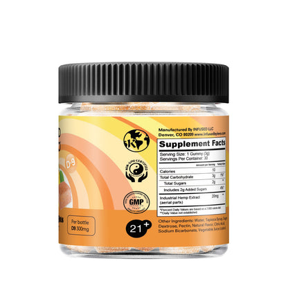Infused by LEVO Sunny Delights Gummies with D-9. Supplement Facts panel..